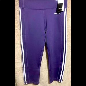 Adidas 3-striped 3/4 tights with white stripes